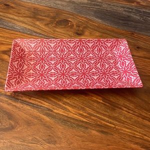 Red w/ Pink Flowers - Portugal Ceramic Serving Tray